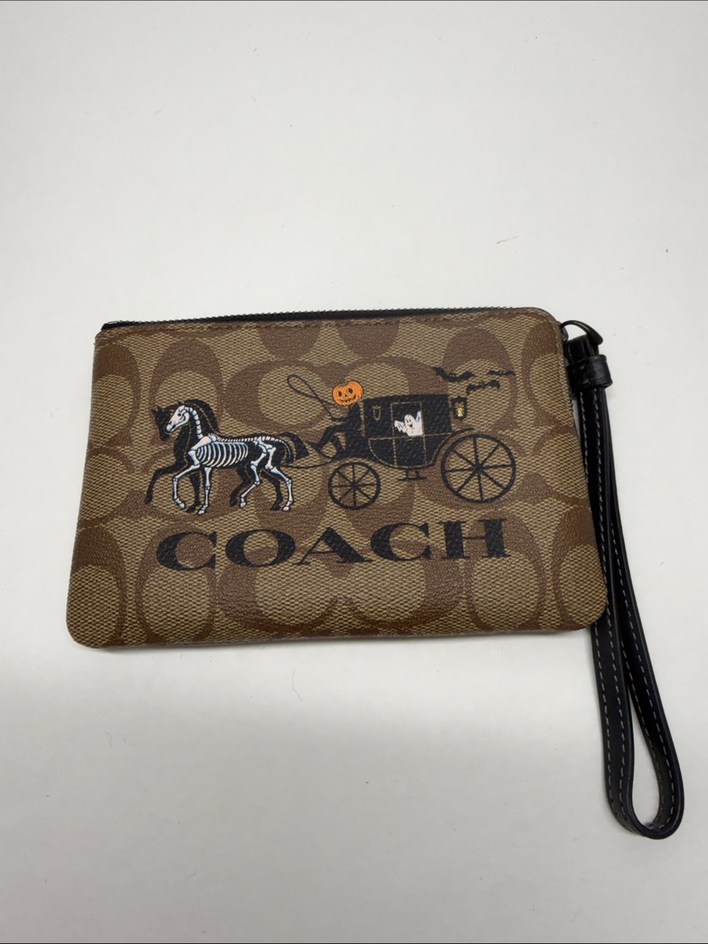 Coach Brown Signature Halloween Carriage Wristlet